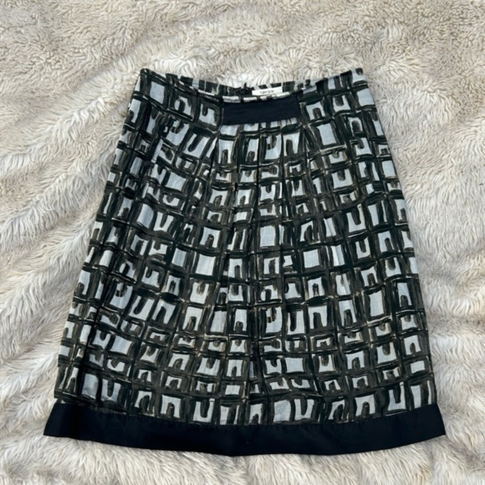 Tyler Boe geometric patterned pleated silk cotton midi skirt sz 2
